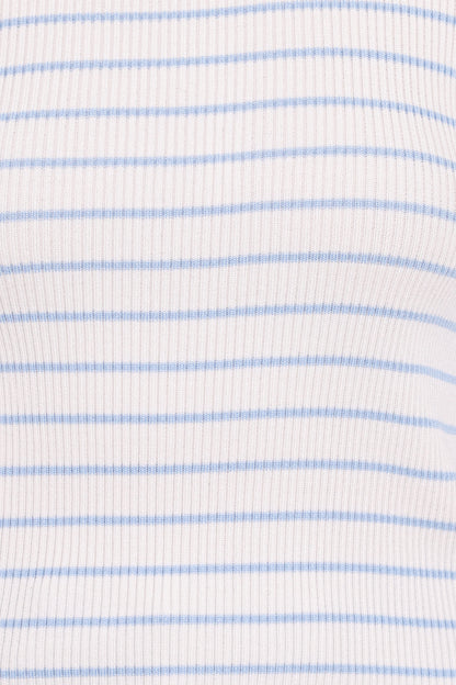 Stacie Ribbed Knit Top - Light Blue Stripe