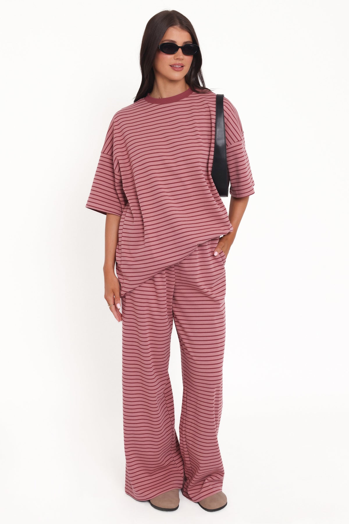 Wilda Oversized Tee - Pink Red Stripe