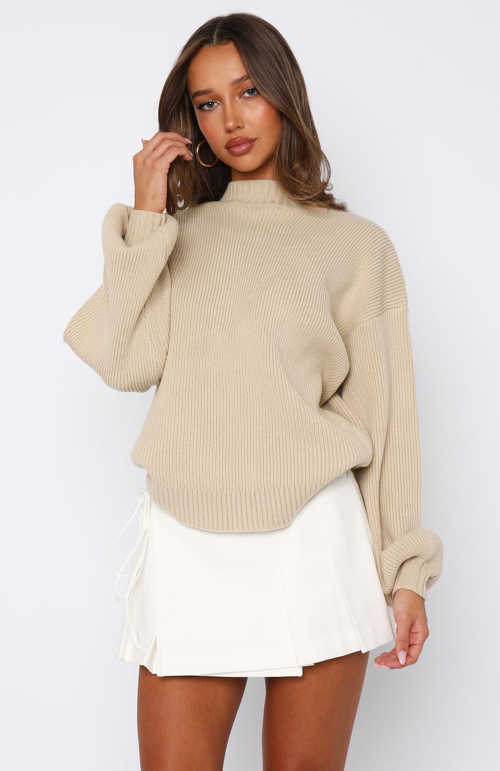 Keep It Classic Knit Sweater Beige