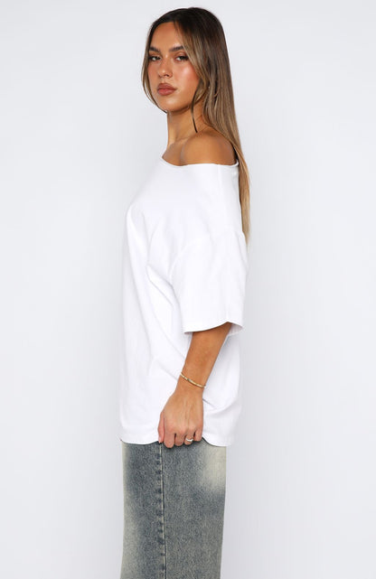 Give Me Options Off Shoulder Tee White