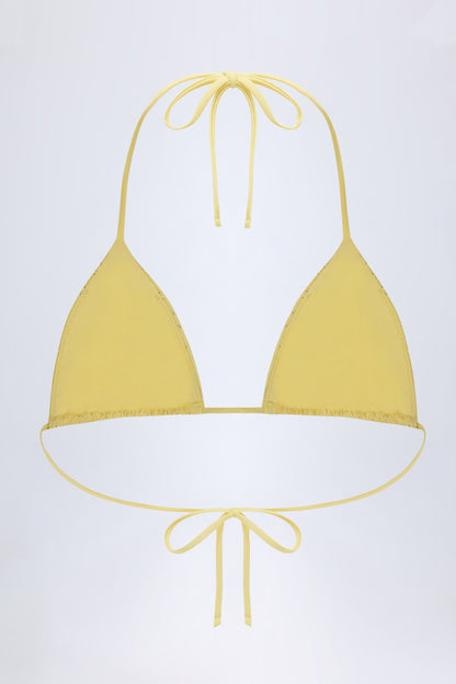 Broderie Anglaise Triangle Bikini Top in Lemon Yellow
