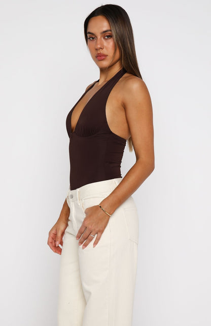 New Horizons Halter Bodysuit Espresso