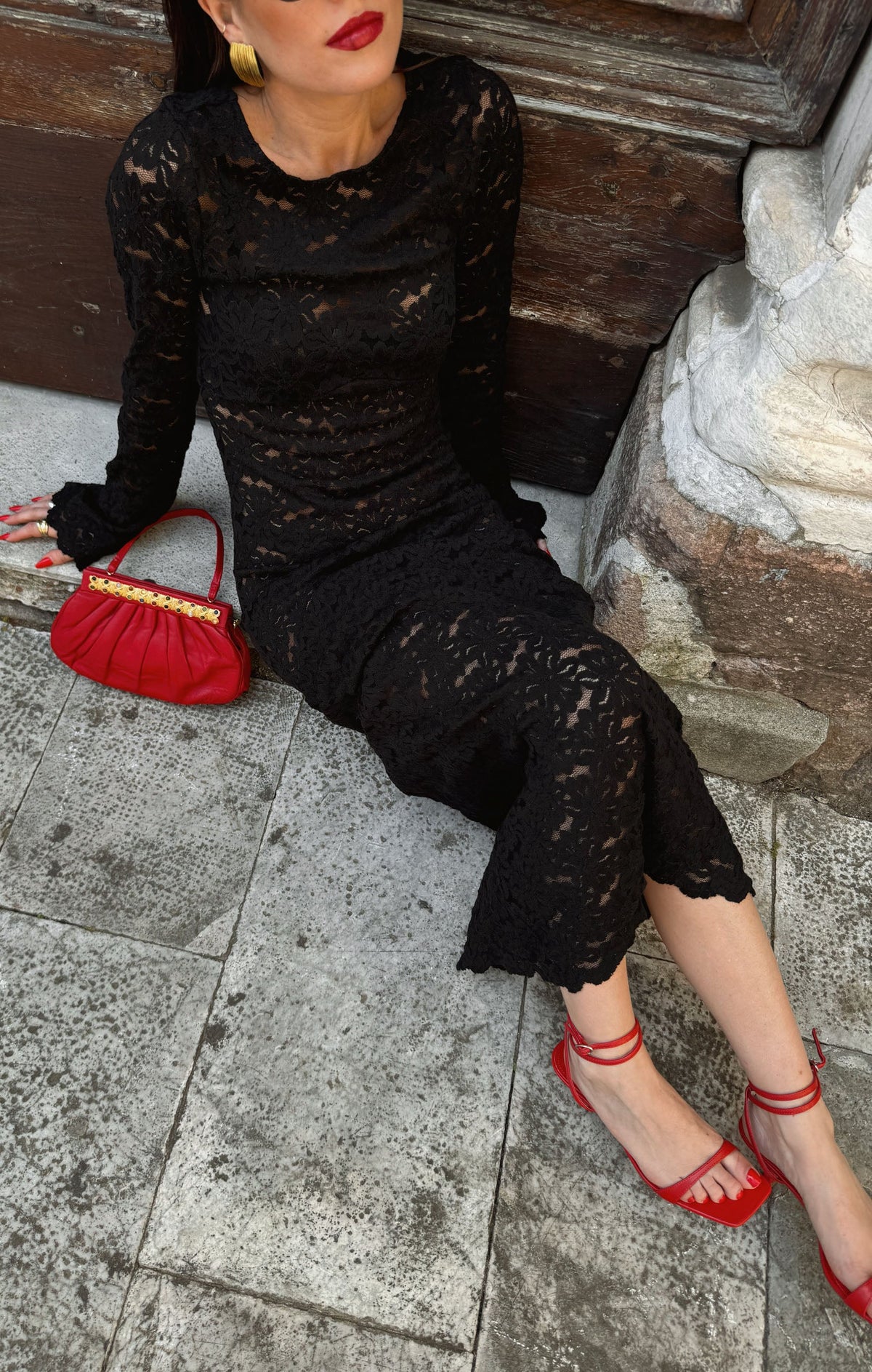 Anjelica Maxi Dress ~ Black Lace