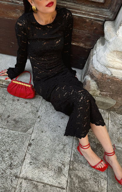 Anjelica Maxi Dress ~ Black Lace