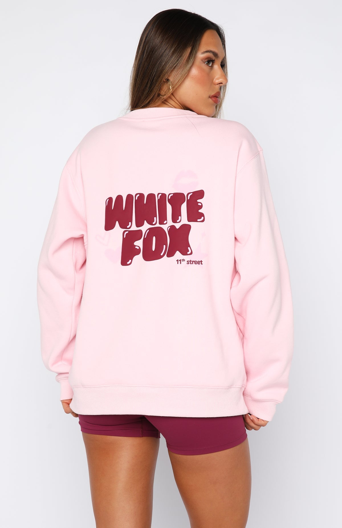 11th Street Sweet Kisses Oversized Sweater Pink Sugar
