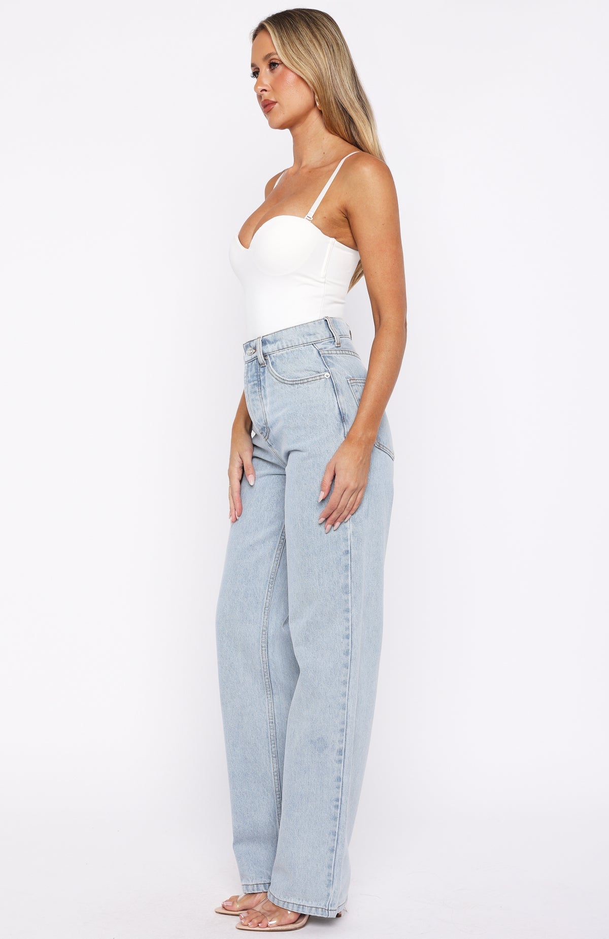Always With Me High Rise Straight Leg Jeans Mid Blue