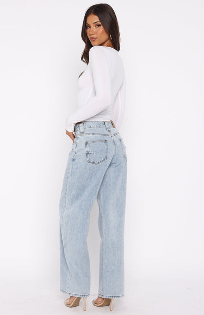 Clarissa Low Rise Wide Leg Jeans Mid Blue