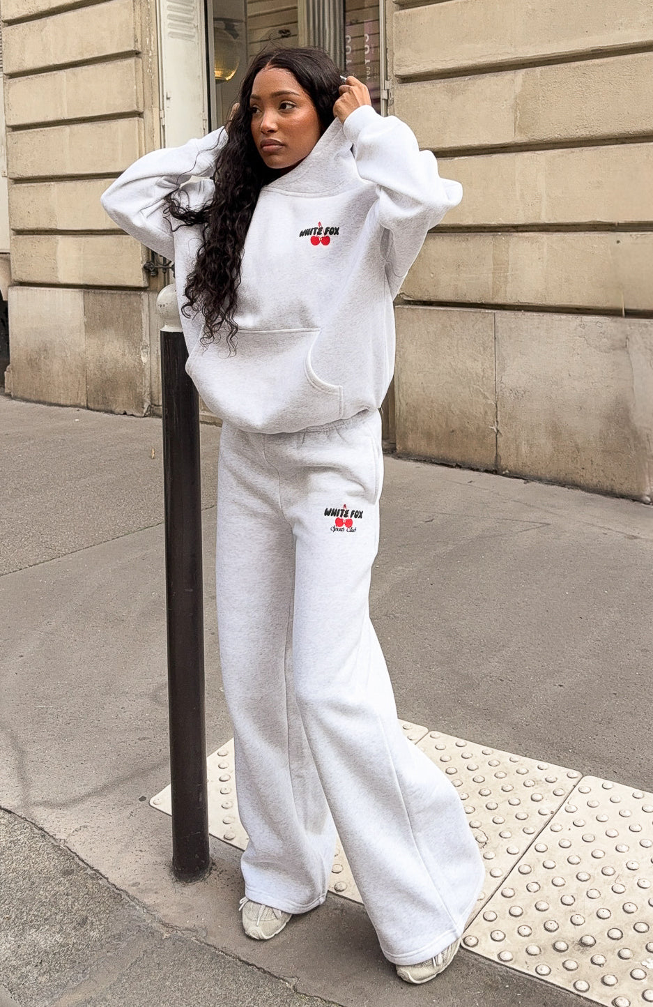 Club 14 Cassie Wide Leg Sweatpants Grey Marle