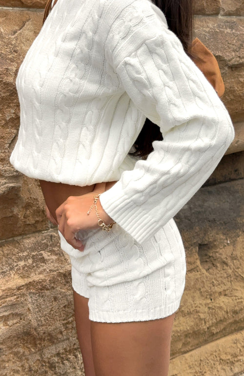 Cosy Kindness Knit Shorts Off White