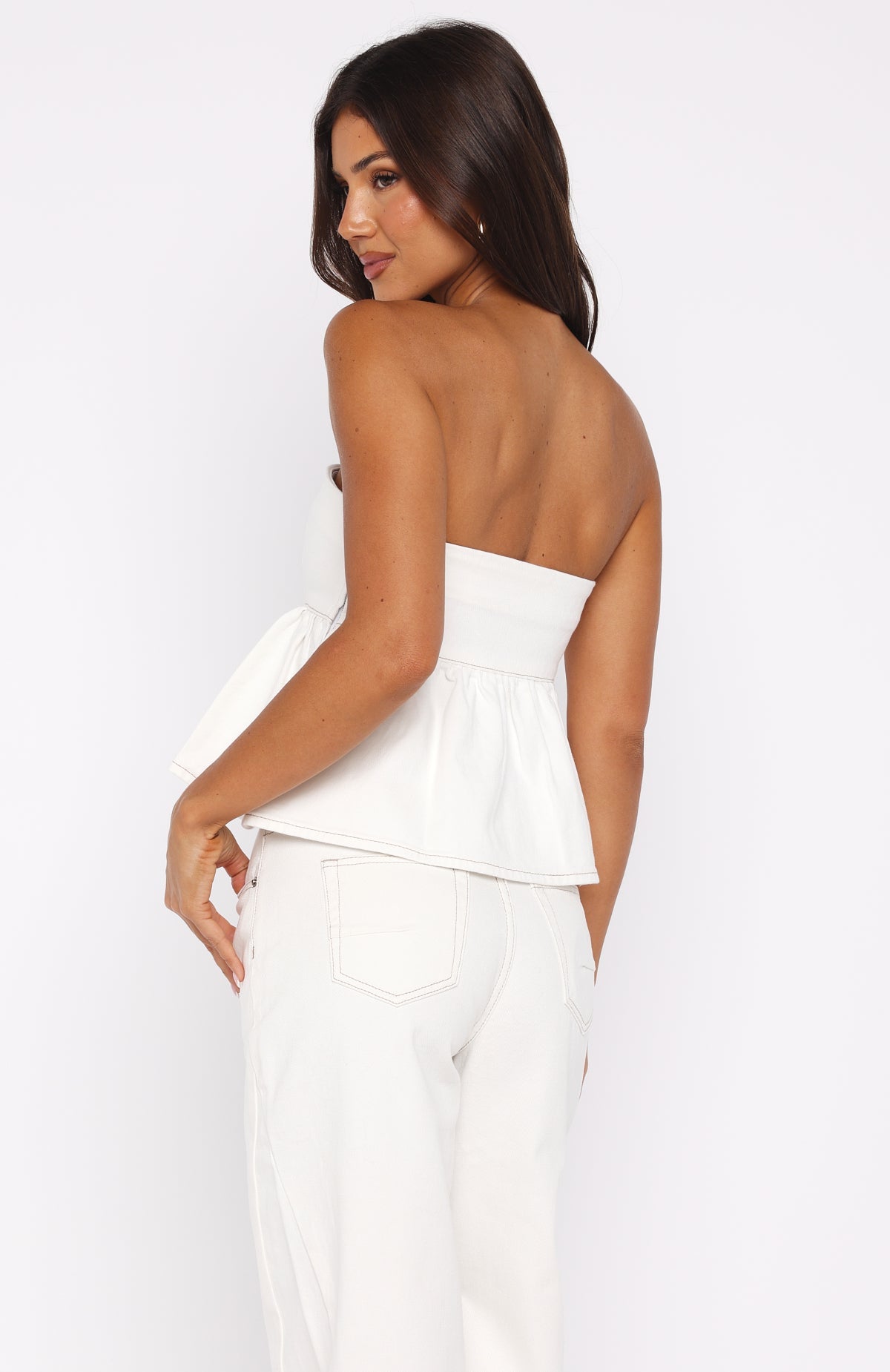 Dedicated To Growth Denim Top Off White