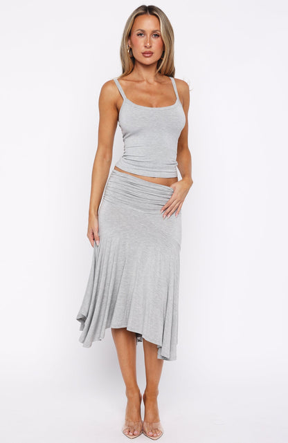 Dressing Up Midi Skirt Grey Marle