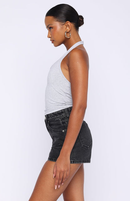 Hayley High Rise Denim Shorts Black Acid