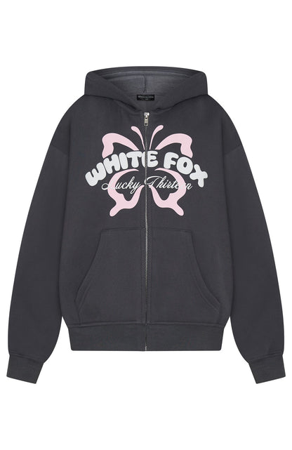 Lucky Thirteen Audrina Boxy Zip Front Hoodie Volcanic
