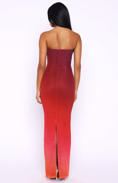 On Another Level Strapless Maxi Dress Sunset Mirage