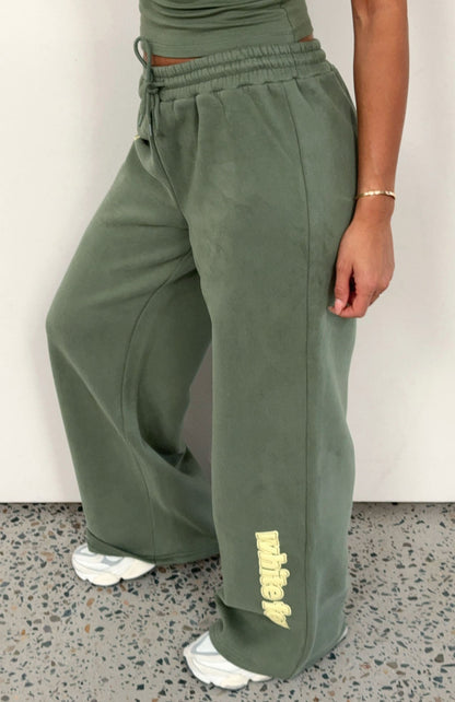 Ready To Go Wide Leg Sweatpants Khaki