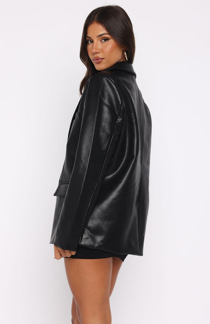 Heartthrob Pu Blazer Black